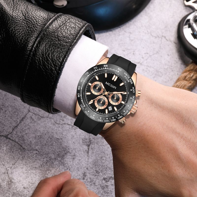 MEGIR Fashion Business Watches for Men Sport Quartz Wristwatch Waterproof Date Clock Chronograph 24-hour Relogio Masculino 8104