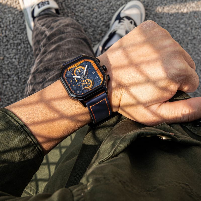 MEGIR Fashion Square Case Men's Sport Watch Quartz Chronograph Luminous Military Wristwatches Luminous Date Clock Reloj Hombre 8106