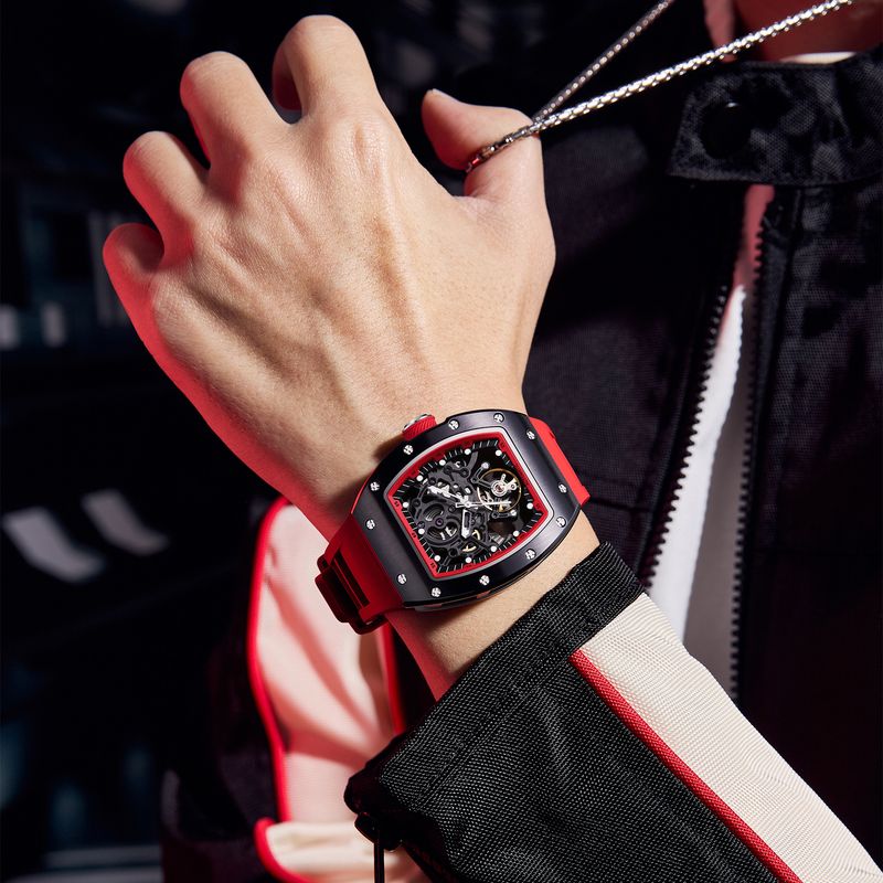 MEGIR Automatic Mechanical Men's Watch Luxury Skeleton Dial Luminous Waterproof Sports Military Wristwatch Gift for Man 9190-12