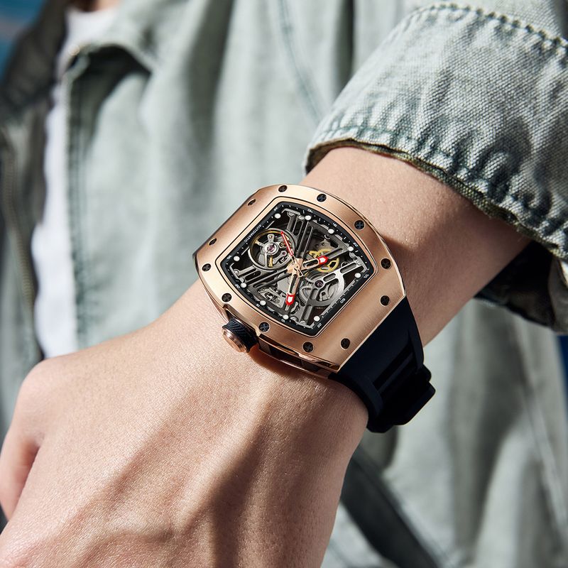 MEGIR 42MM Hollow Out Men Mechanical Watch Clock Stainless Steel Case Luminous Waterproof Automatic Watches Wristwatch 9190-13