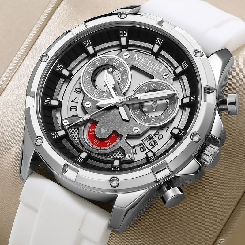 MEGIR Men's Sport Watches Silicone Strap Military Quartz Chronograph Waterproof Luminous Wristwatch 24-hour Auto Date Reloj Hombre 2248