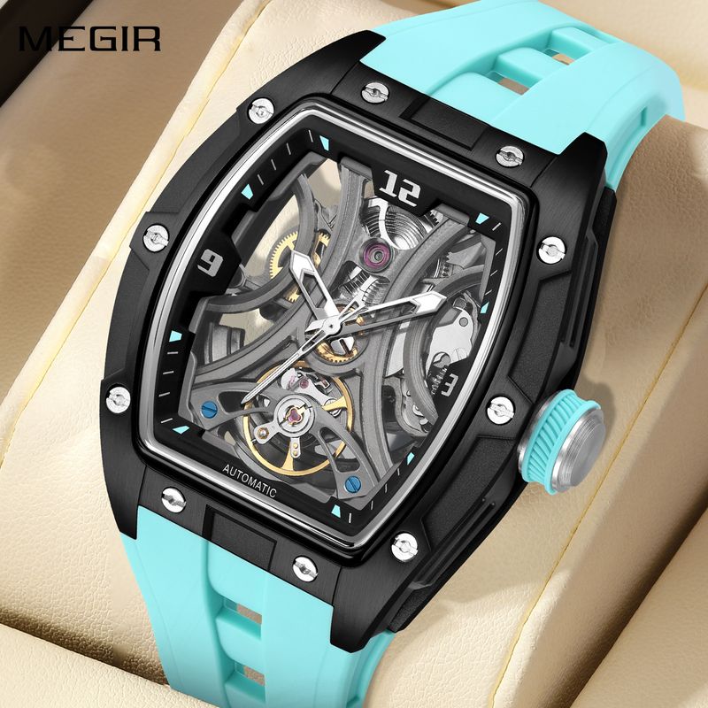 MEGIR Skeleton Dial Men Watches Luxury Automatic Mechanical Sport Watch Stainless Steel Case Man Wristwatch Clock Reloj Hombre 2245