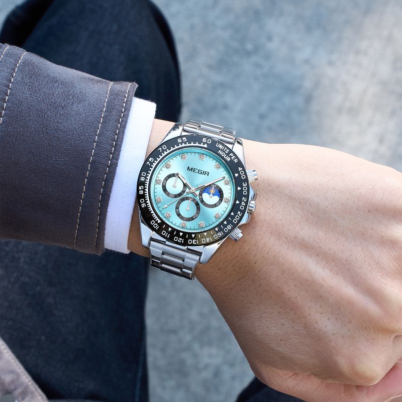 MEGIR Stainless Steel Bracelet Business Casual Wrist Watches for Men Luxury Waterproof Luminous Quartz Watch Clock Relogio Masculino 1095