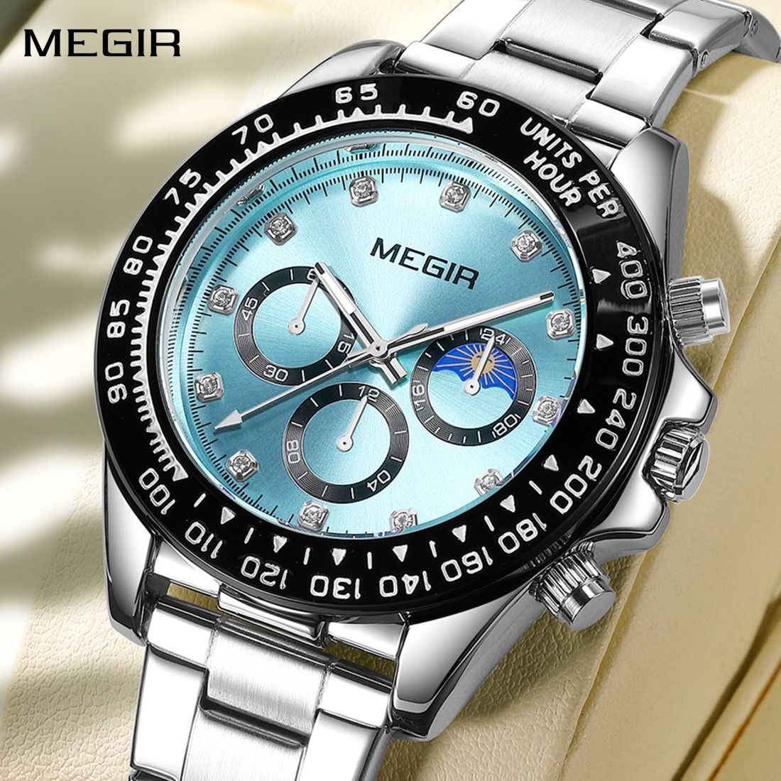 MEGIR Stainless Steel Bracelet Business Casual Wrist Watches for Men Luxury Waterproof Luminous Quartz Watch Clock Relogio Masculino 1095
