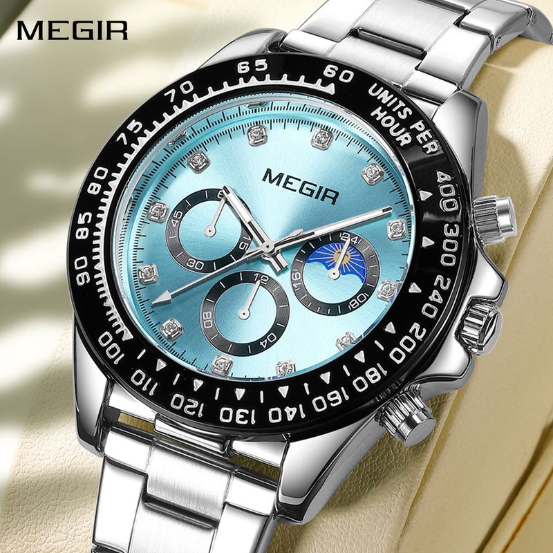 MEGIR Stainless Steel Bracelet Business Casual Wrist Watches for Men Luxury Waterproof Luminous Quartz Watch Clock Relogio Masculino 1095