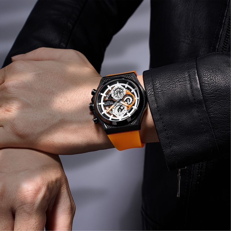 MEGIR Fashion Men Sport Military Wristwatch Multi-functional Silicone Waterproof Luminous Male Quartz Watches Chronograph Reloj Hombre 2258