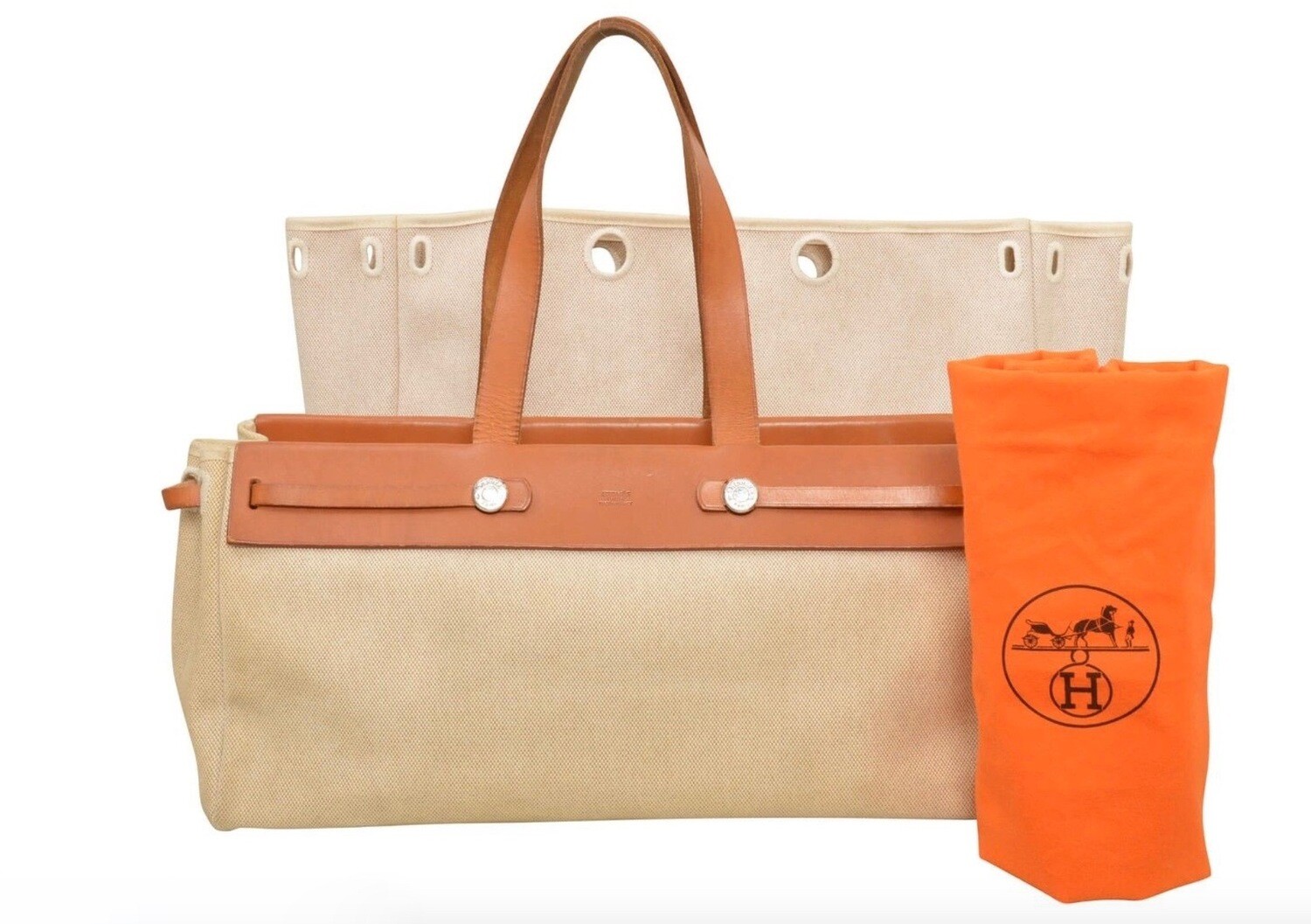 Hermes Her Bag Cabas MM Ivory Natural Tote