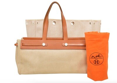 Hermes Her Bag Cabas MM Ivory Natural Tote