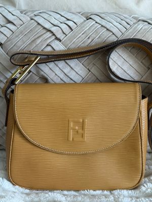 Fendi Ochre Yellow Textured Leather Flap Bag - Rare Archeological Colorway (with LegitGrails COA)