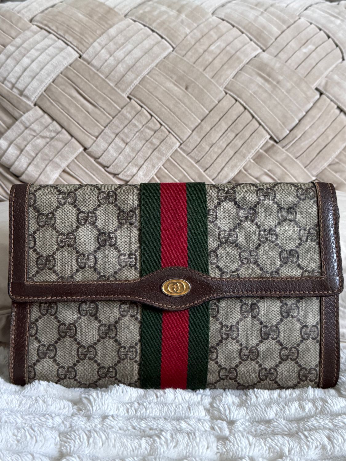 Archival Vintage Gucci GG Supreme Web Stripe Clutch (The 1980's Original)