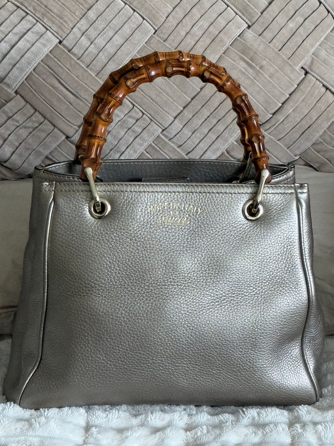 Gucci Bamboo Shopper Satchel in Champagne