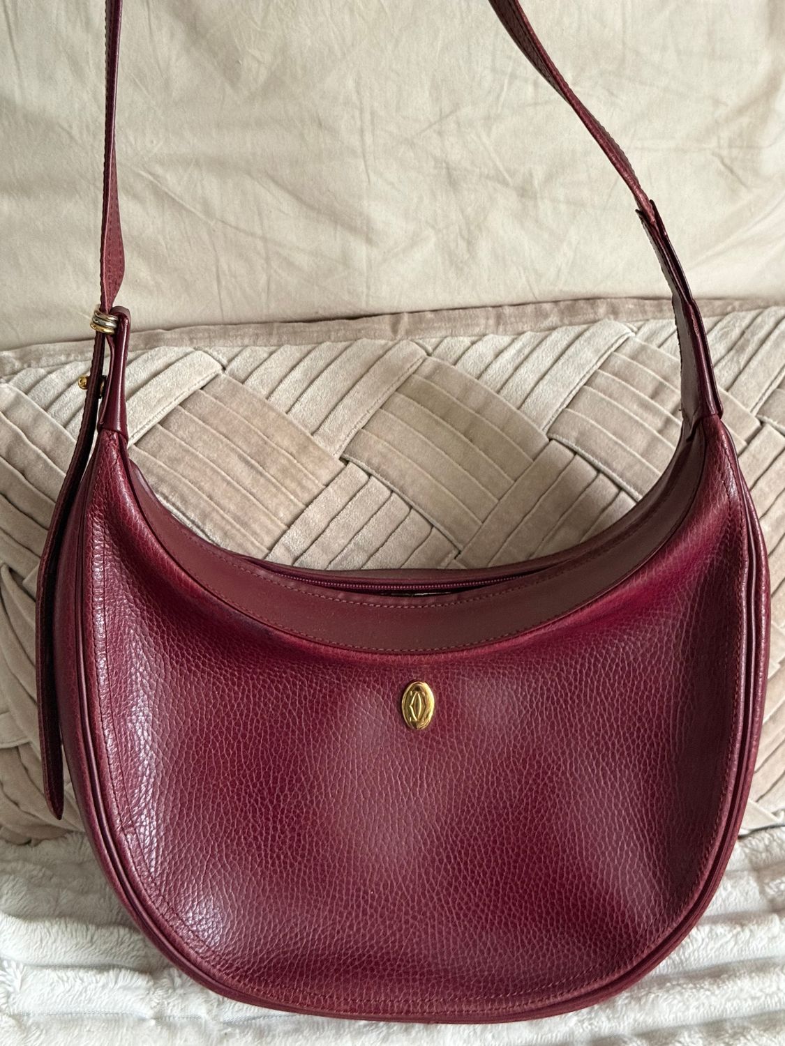 Cartier Burgundy Leather Hobo Bag
