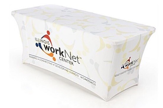 6ft TABLE TOP BANNER (STRETCH FIT). Satin fabric. $495.00!