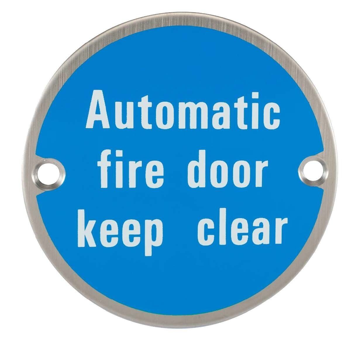 Automatic Fire Door - Blue Oval - Stainless Steel