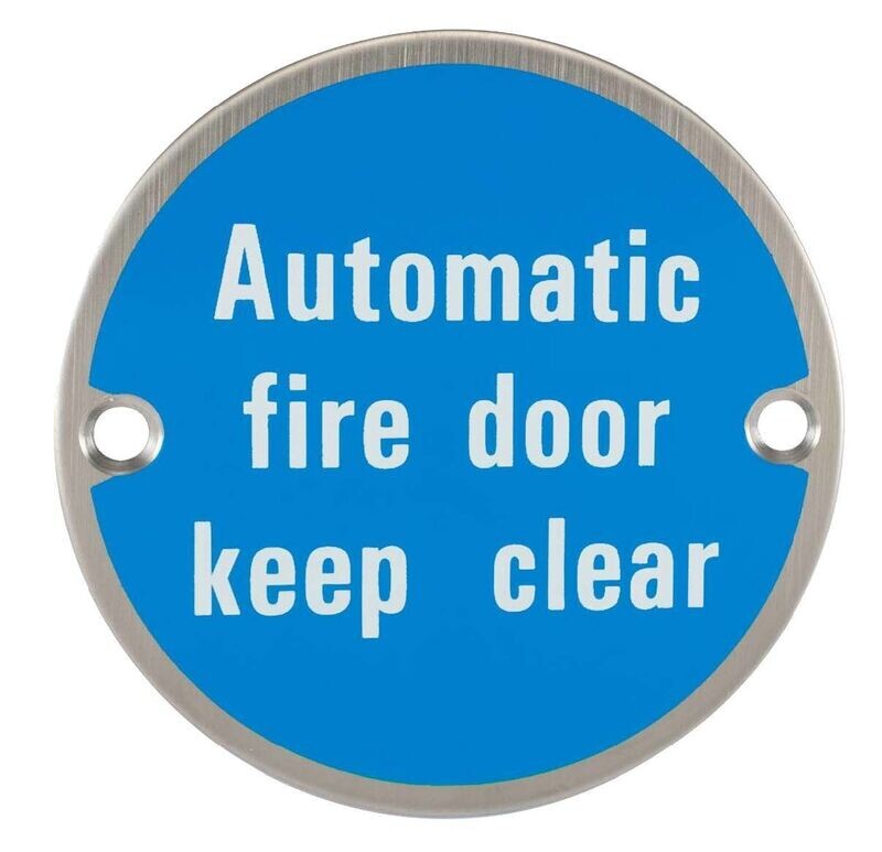 Automatic Fire Door - Blue Oval - Stainless Steel