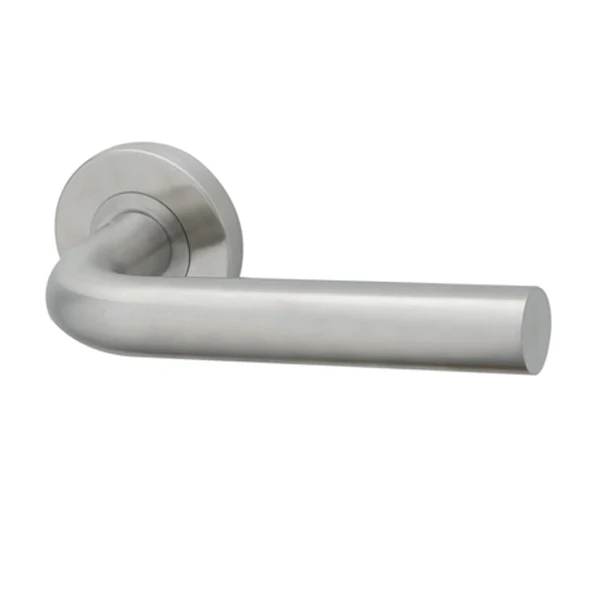 LR502C Lever Handle on Sprung Round Rose, Clip on Cover Rose