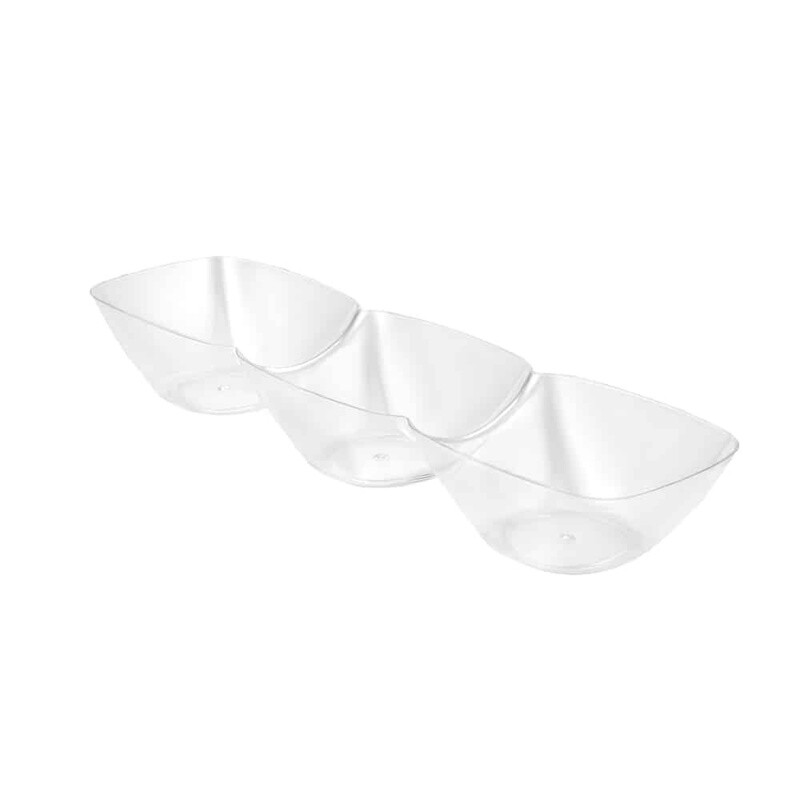 Clear Mini 3-Dip Dish, Each section 2oz 6ct