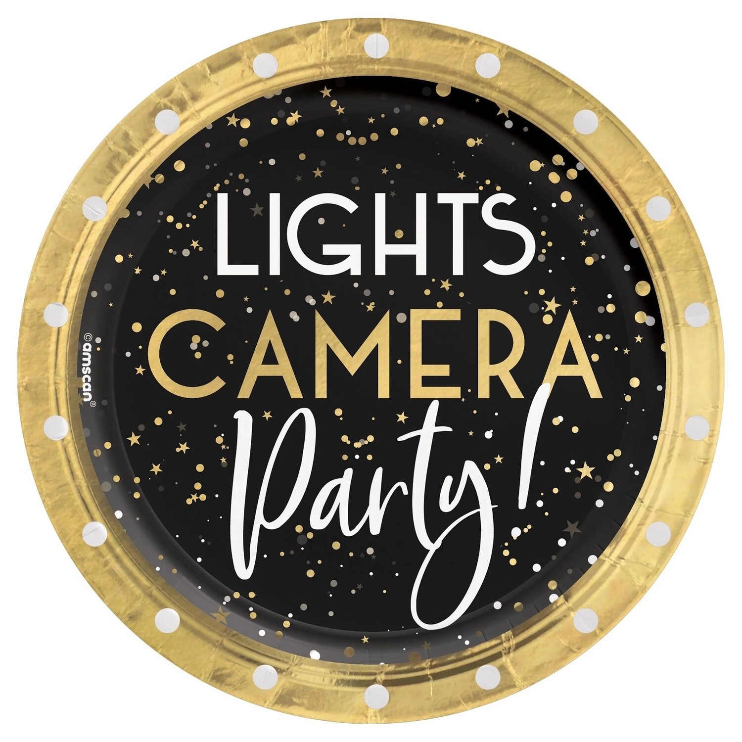 Metallic Lights Camera Party Paper Dessert Plates, 6.75in, 20ct - Awards Night