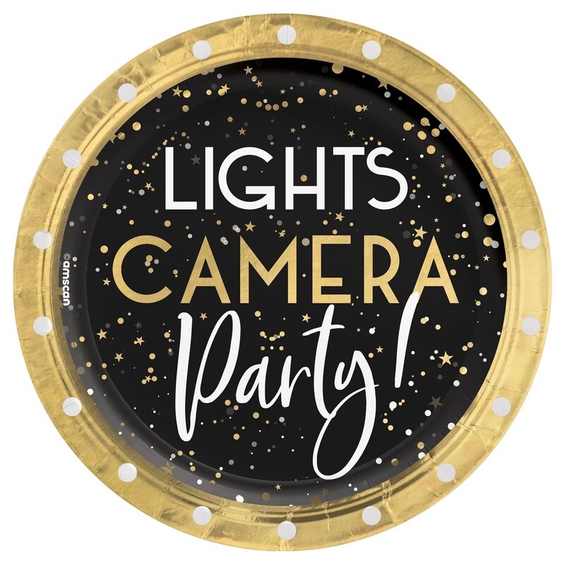 Metallic Lights Camera Party Paper Dessert Plates, 6.75in, 20ct - Awards Night