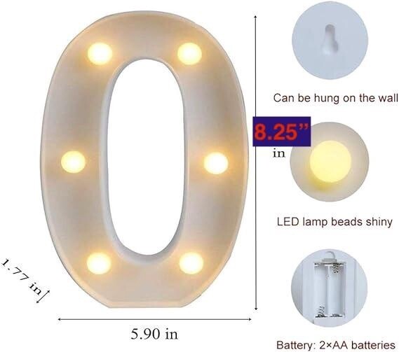 8.25&quot; LED LIGHT UP NUMBER-, NUMBERS: 0