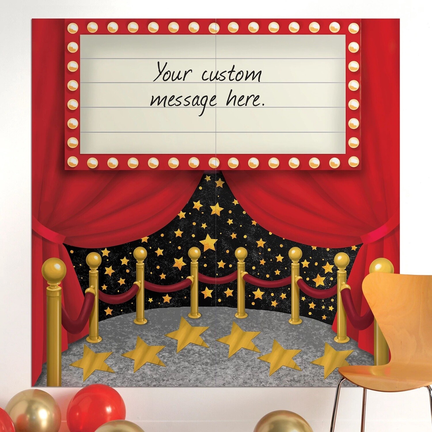 Customizable Movie Marquee Plastic Scene Setter, 5.4ft x 5.4ft - Awards Night