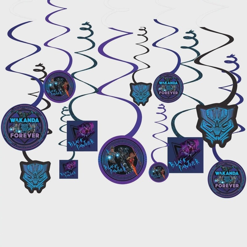 Black Panther Wakanda Forever Swirl Decorations, 12ct