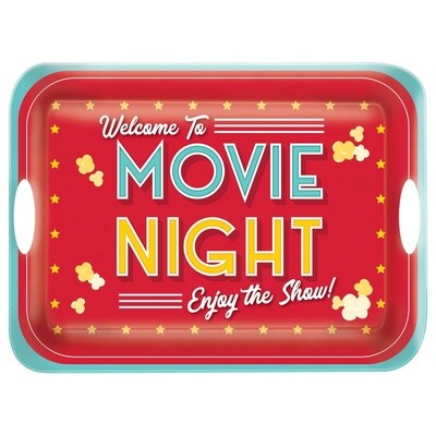 Movie Night Melamine Serving Tray with Handles, 19.75in x 14.5in