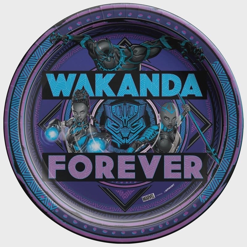 Black Panther Wakanda Forever Paper Lunch Plates, 9in, 8ct
