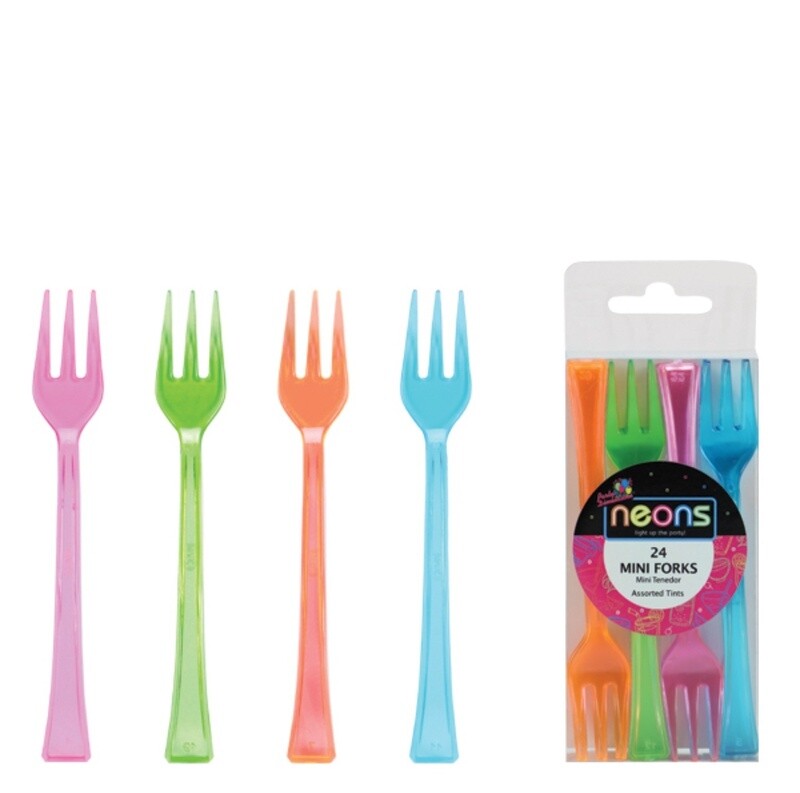 Asst Neon Mini Forks 24ct