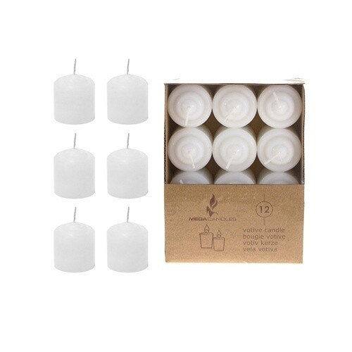 12 pcs 8 Hours Unscented Votive Candle, Color: WHITE