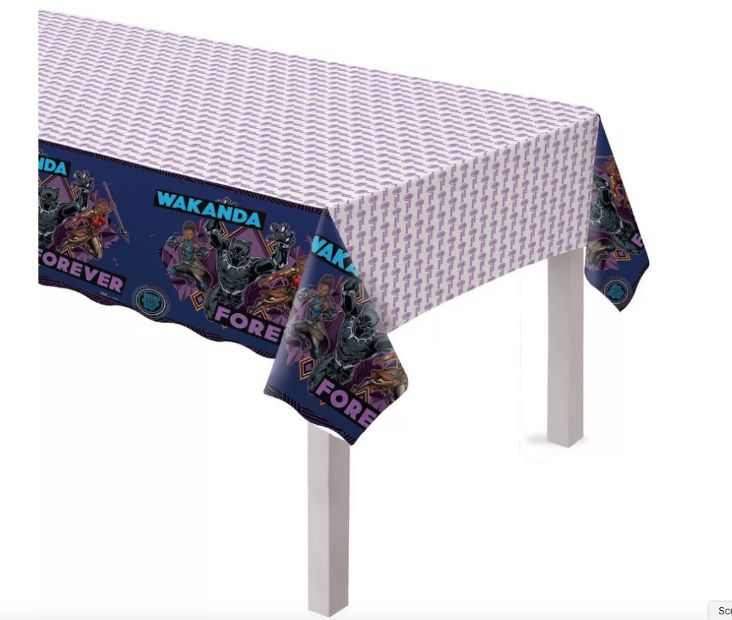 Black Panther Wakanda Forever Plastic Table Cover, 54in x 96in