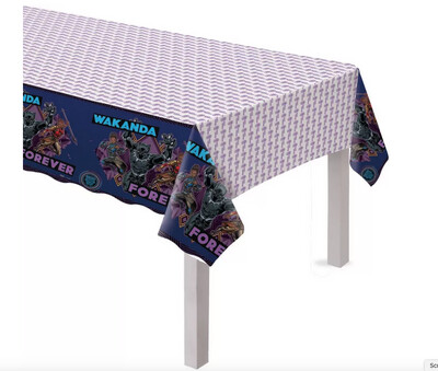 Black Panther Wakanda Forever Plastic Table Cover, 54in x 96in