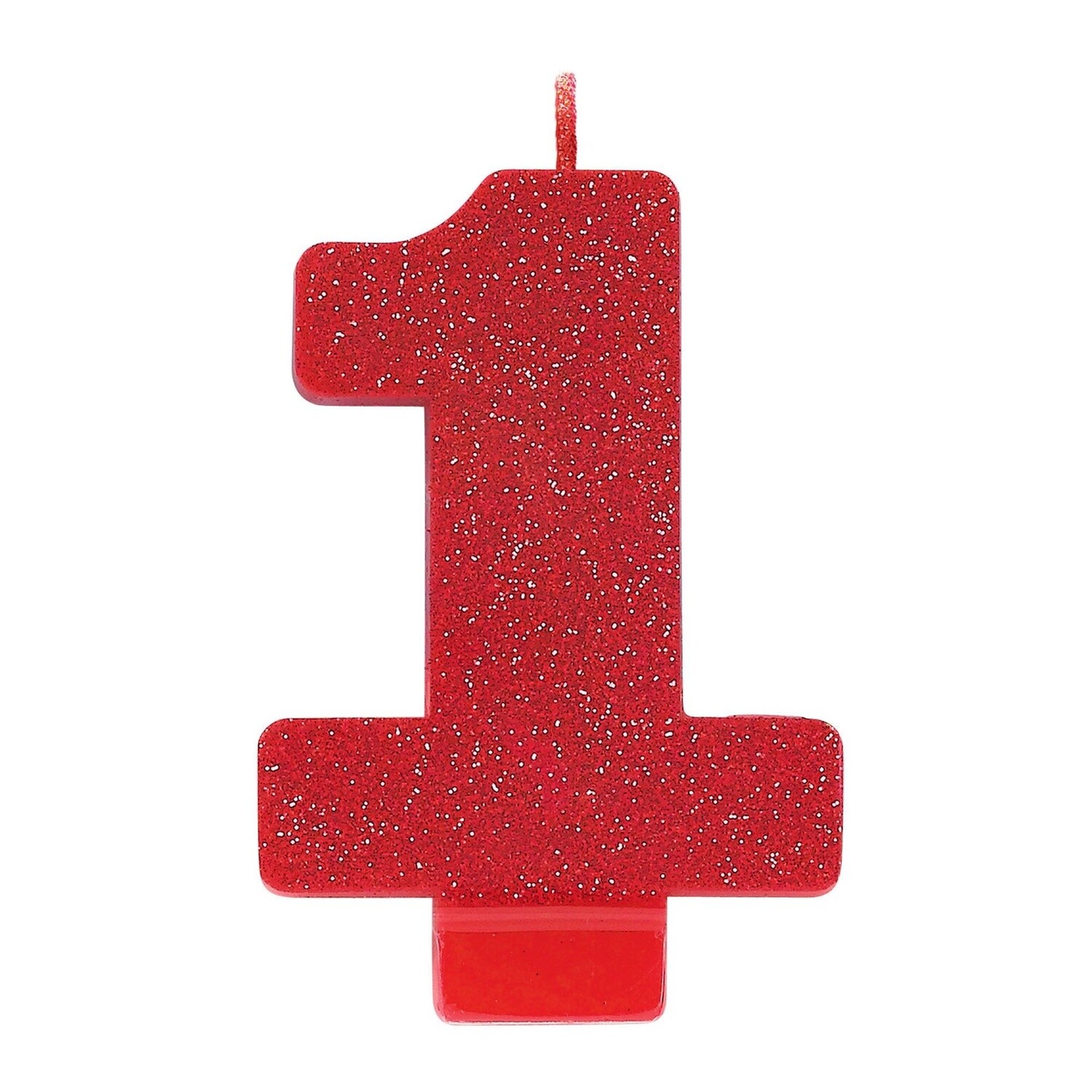 Glitter  Number  Birthday Candles, NUMBERS: RED-1