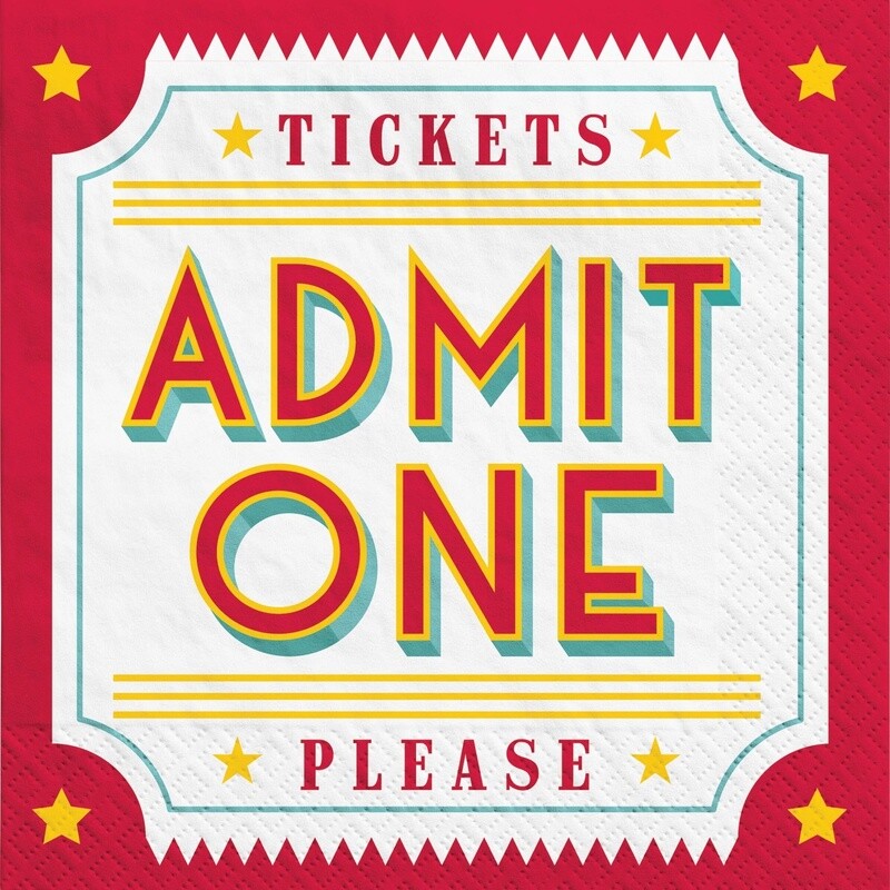 Admit One Paper Lunch Napkins, 6.5in, 40ct - Movie Night