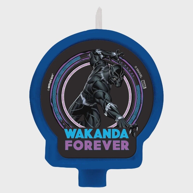 Black Panther Wakanda Forever Birthday Candle, 2.4in x 2.5in