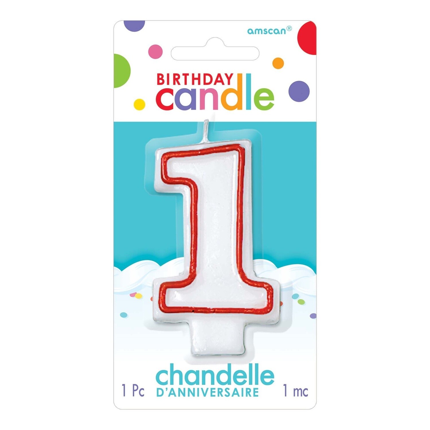 Red/White Flat Molded Number Candles, NUMBERS: 1