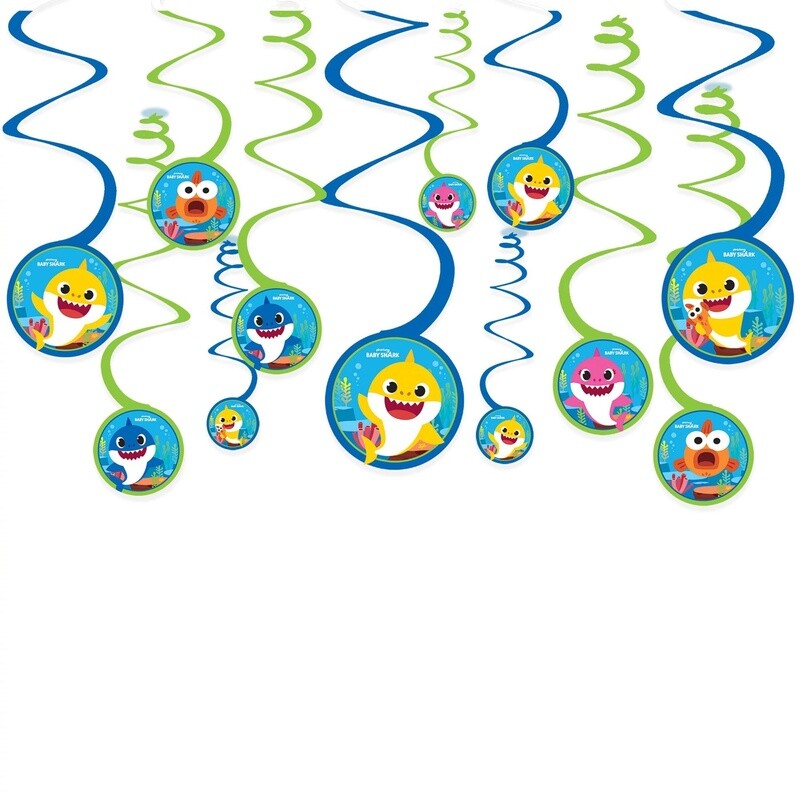 Baby Shark Swirl Decorations 12ct