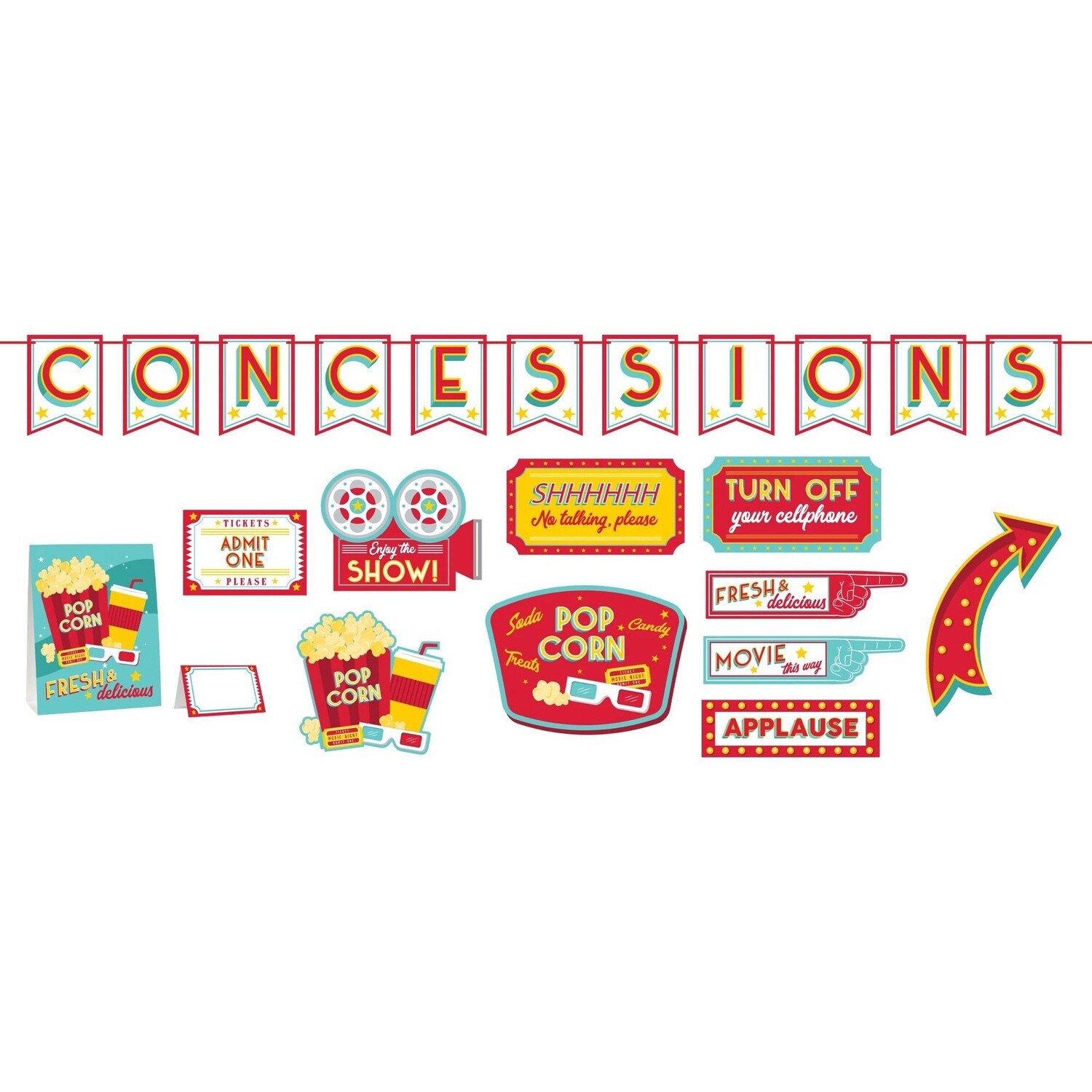 Movie Night Cardstock Decorating Kit, 19pc