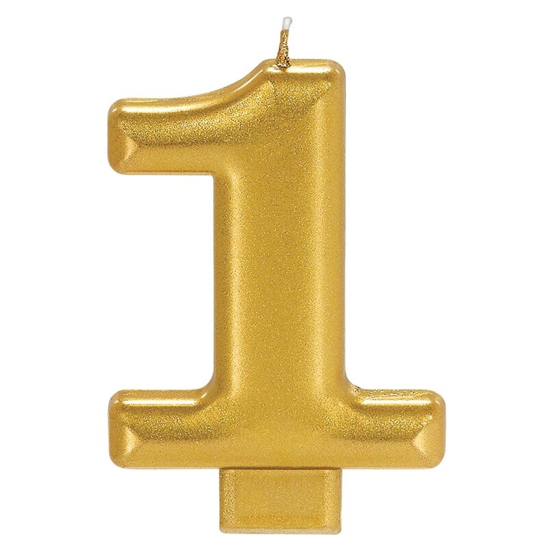 Numeral  Metallic Candle - Gold (0-9), NUMBERS: 1