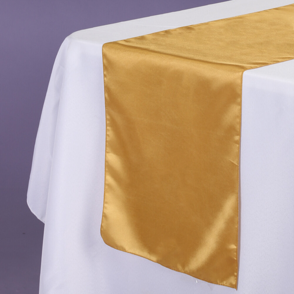 14&quot; x 108&quot; SATIN FABRIC TABLE RUNNER,, Color: GOLD