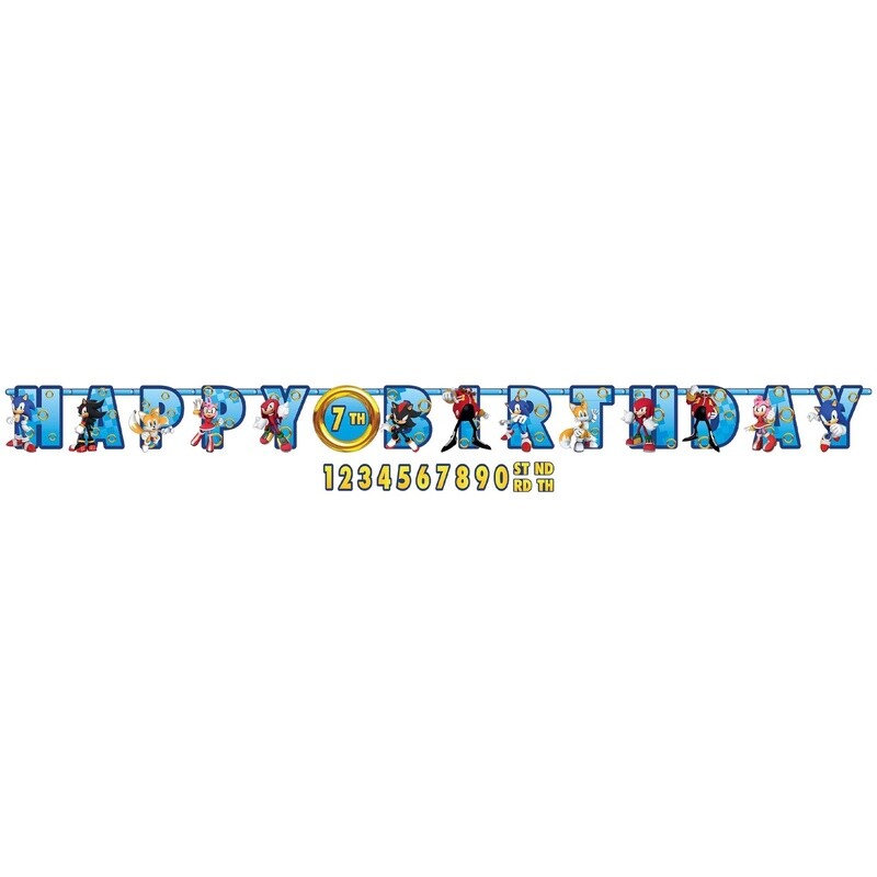 Sonic the Hedgehog Cardstock Birthday Banner Kit, 10.5ft