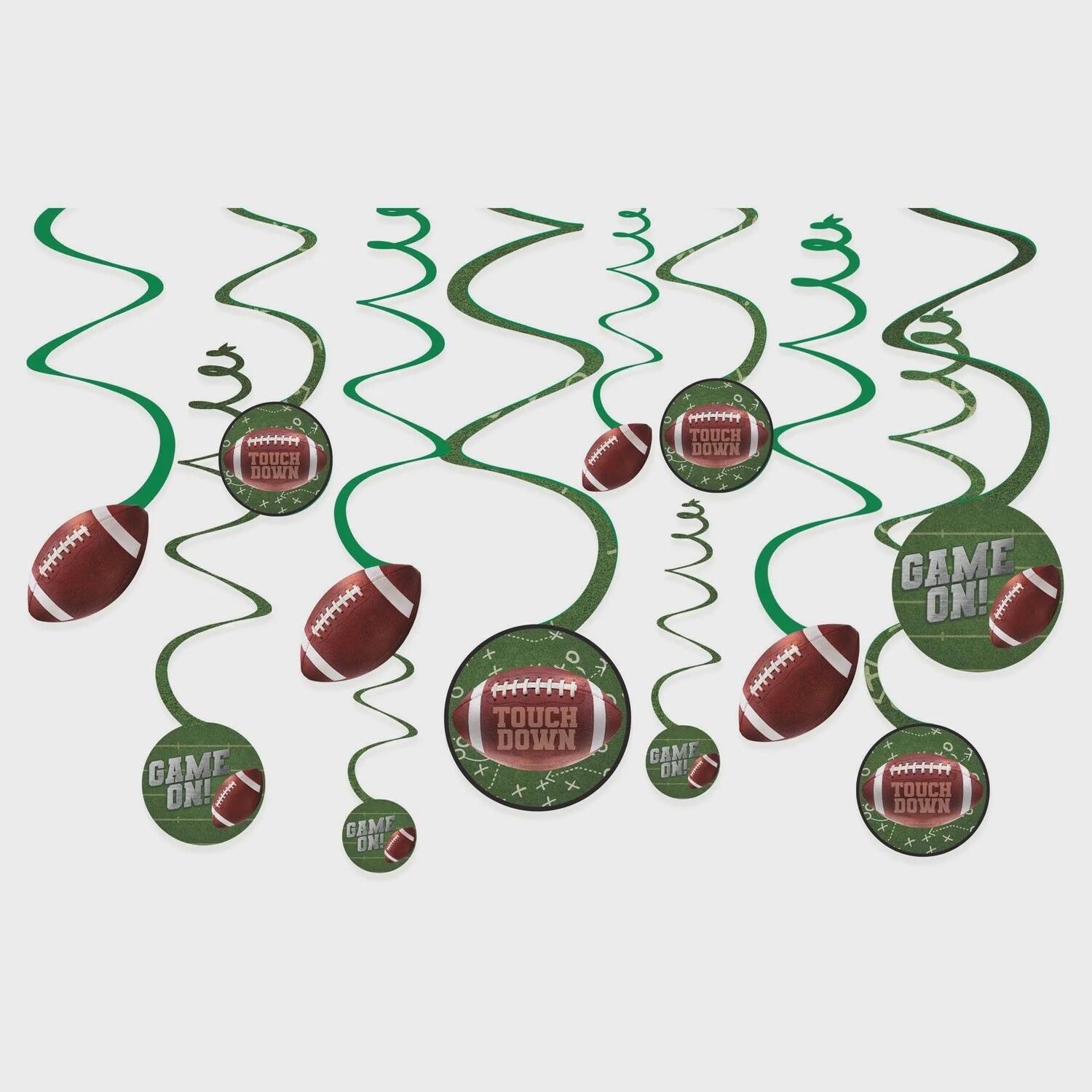 Go Fight Win Football Swirl Decorations 12ct