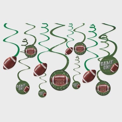 Go Fight Win Football Swirl Decorations 12ct