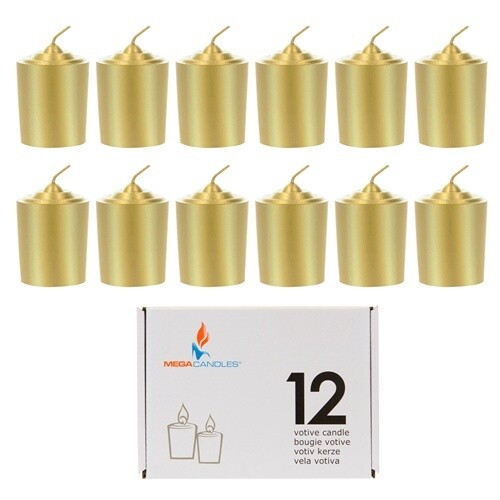 12 pcs 15 Hours Unscented Votive Candle, Color: GOLD