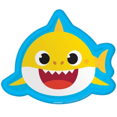 Baby Shark-Shaped Paper Dessert Plates, 8.25in, 8ct