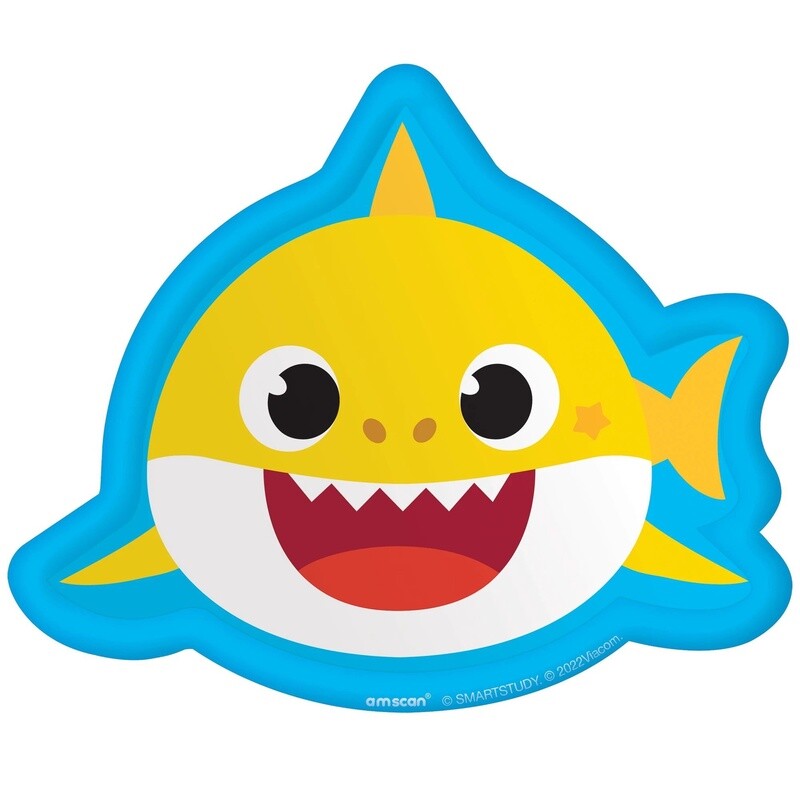 Baby Shark-Shaped Paper Dessert Plates, 8.25in, 8ct