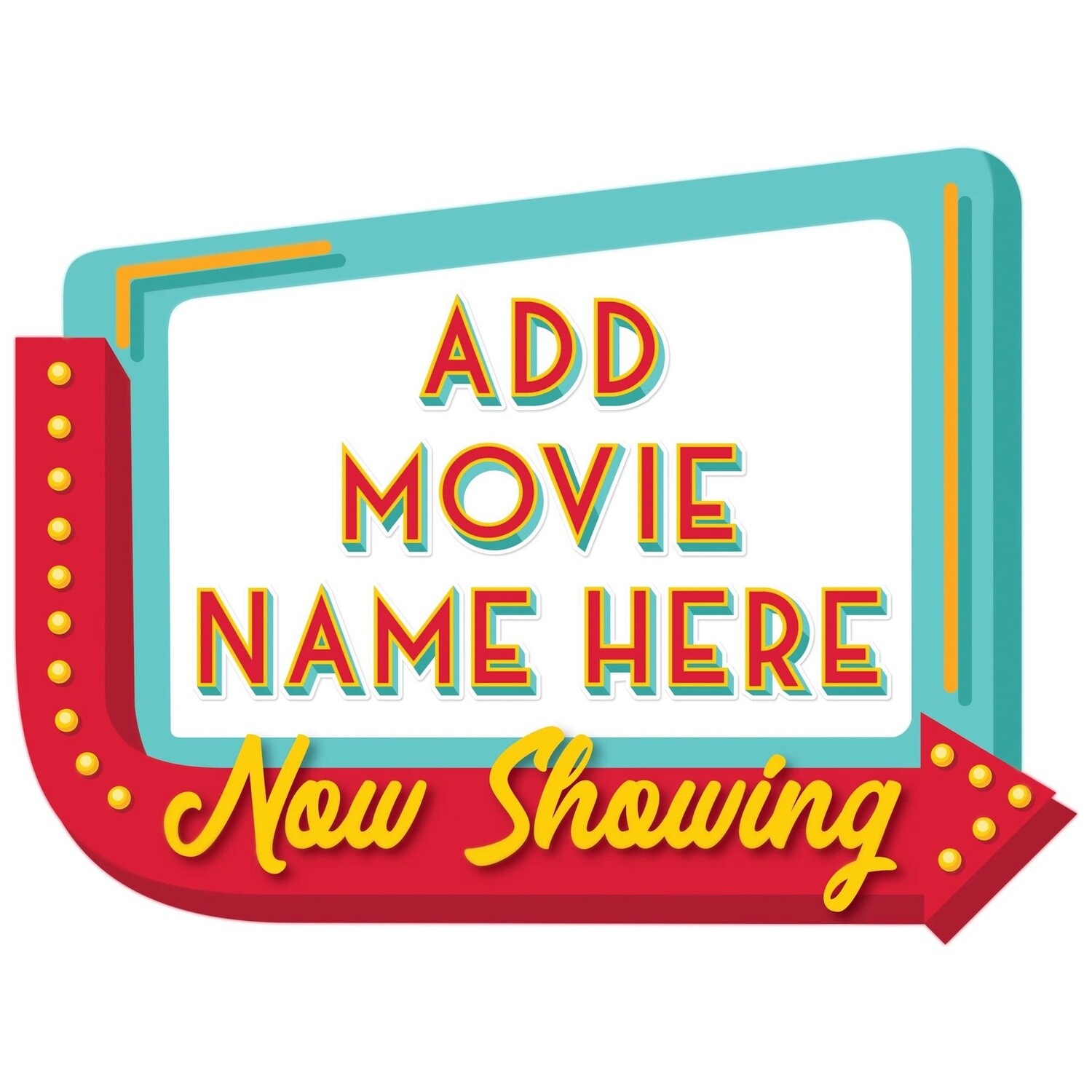 Customizable Now Showing Cardboard Marquee Easel Sign, 14in x 10.5in - Movie Night