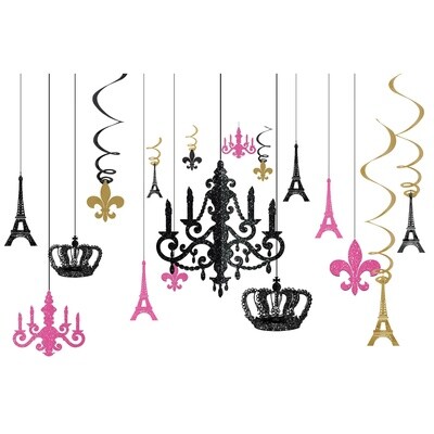 Day in Paris Glitter Chandelier Decoration Kit 17pcs