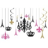 Day in Paris Glitter Chandelier Decoration Kit 17pcs