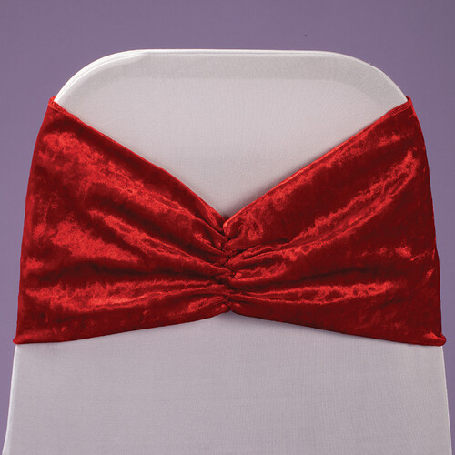 8&quot; x 14&quot; VELVET RUFFLE STRETCH SASH, 6 PCS/PACK, Color: RED